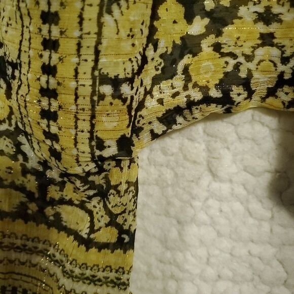 Rose + Olive Bohemian Look 3/4 Sleeves Flowy Shimmer Size L - Picture 14 of 16